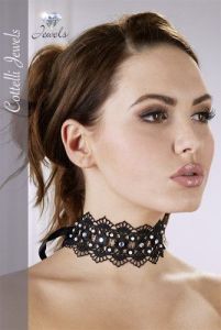 Orion - cottelli collection Embroidered Choker+Rhinestones fehérnemű